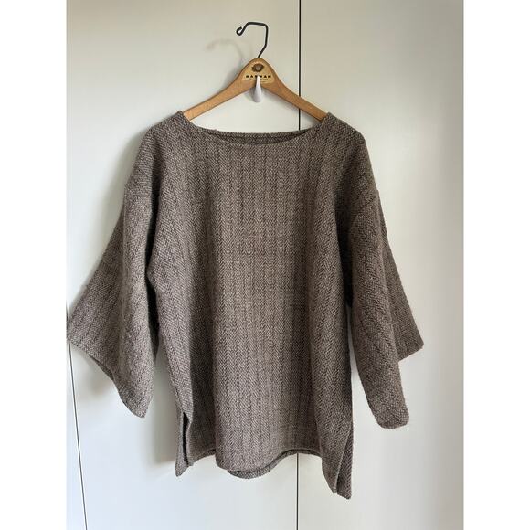 Handmade Wool Pullover Top Beachy Minimalist Hippie Boho Unisec Style Size L - Picture 6 of 11